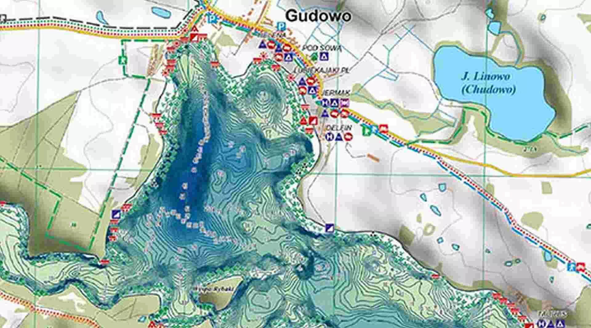 Mapa batymetryczna jeziora Lubie